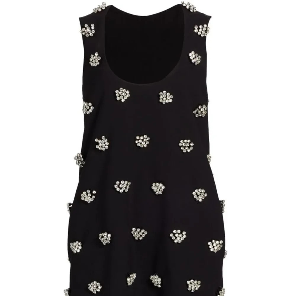 NEW Brandon Maxwell The Sherry Rhinestone Floral Wool Blend Dress - size 8